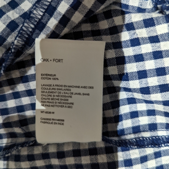 BNWT OAK + FORT Estate Blue Gingham Two Piece Set 100% Cotton - Picture 11 of 11